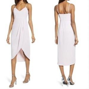 Lulu's Reinette Sleeveless Midi Dress Dusty Pink NWT Balletcore Open Hem Slit